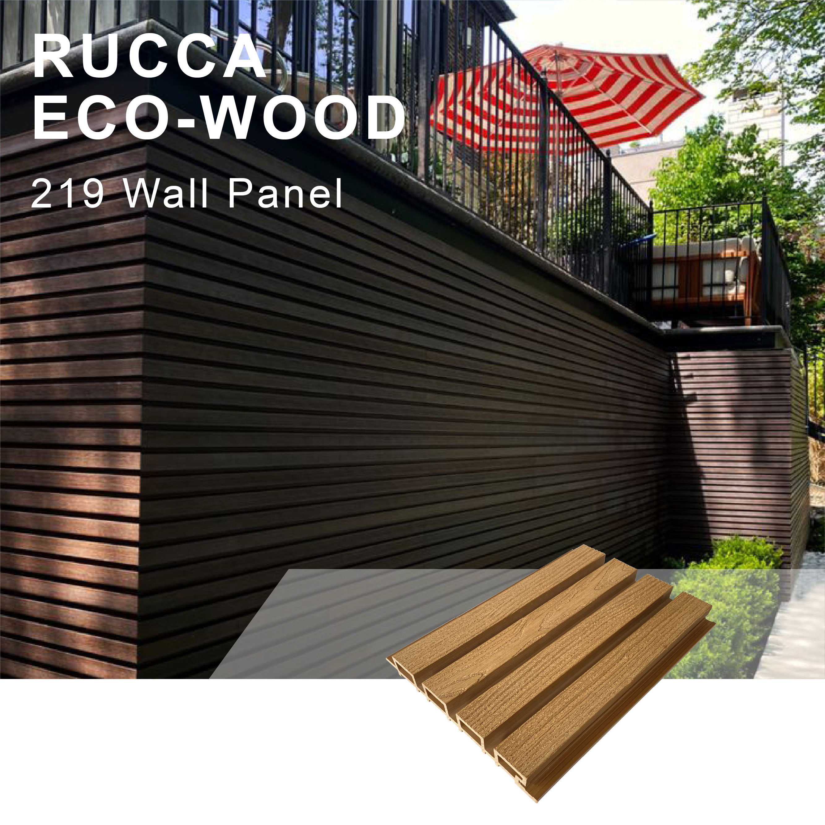 Wood Grain wpc wall deco panels with deign 219*26mm waterproof exterior wall siding panel