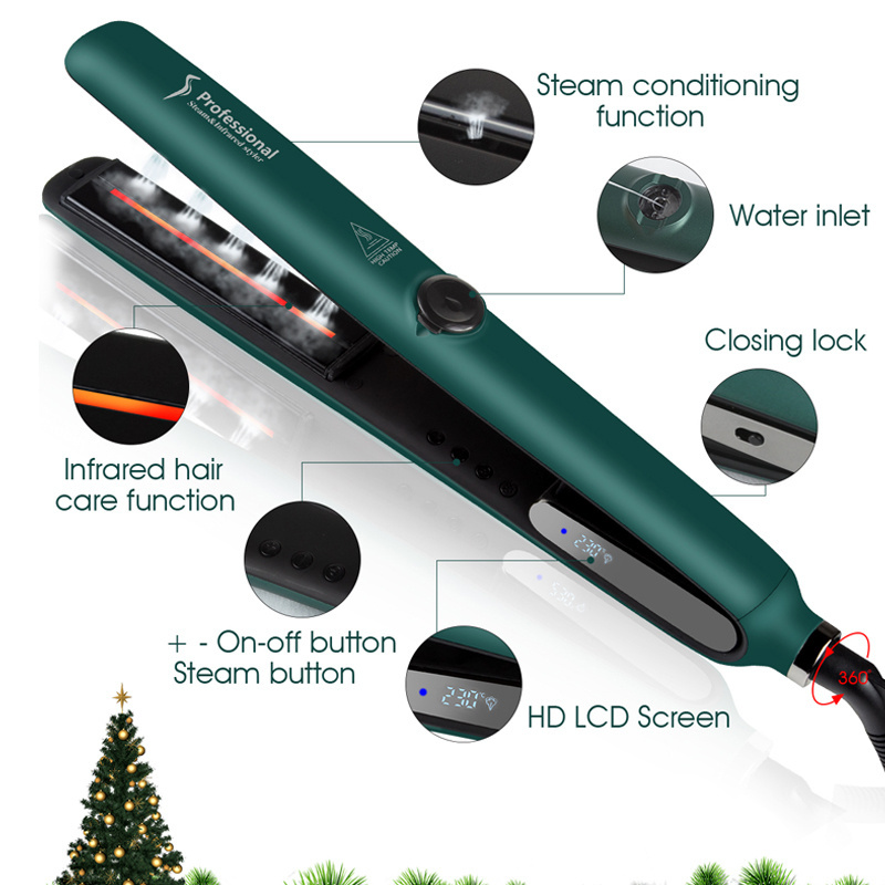 Newest Steampod 2.0 LCD Professional Fast Hair Brush Straightener Electric Steam Hair Brush