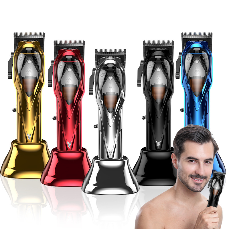 Professional Hair Clipper Stainless Steel High Speed Brushless Hair Clipper Transparent Design Cordless Hair Clipper