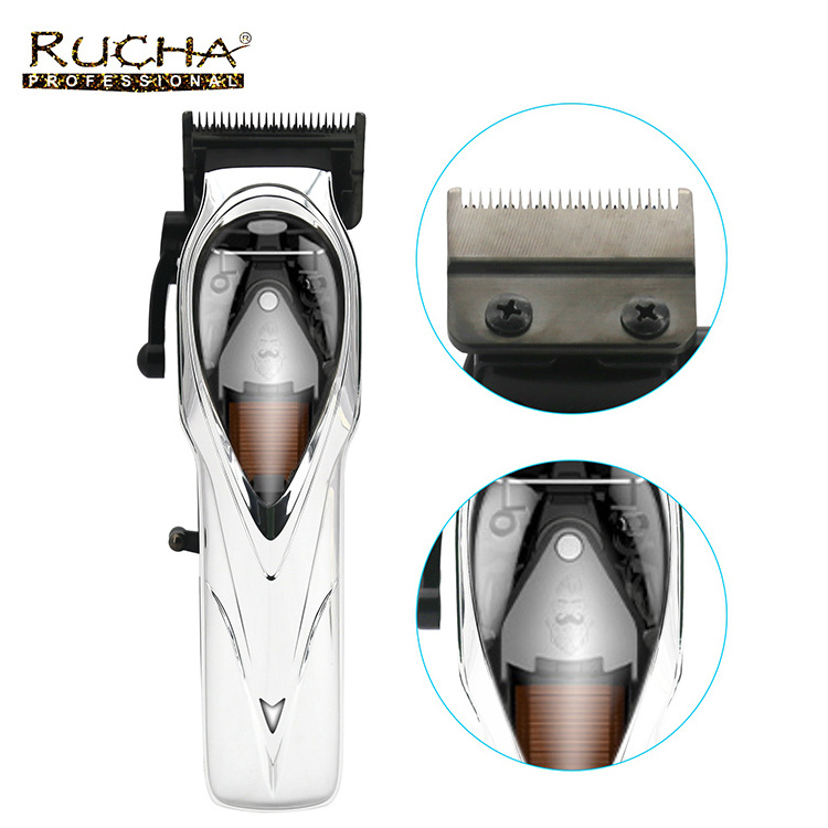 Professional Hair Clipper Stainless Steel High Speed Brushless Hair Clipper Transparent Design Cordless Hair Clipper