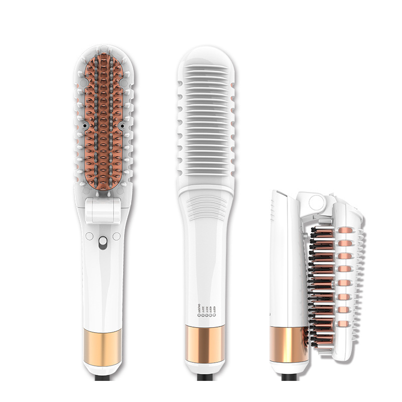 Ceramic Electric Brush Hot Comb Portable PTC Hair Straightener Brush USB Foldable Hair Straightener Comb