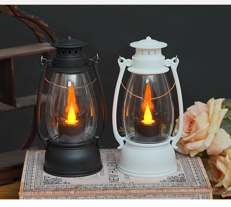 Vintage candle holders small wind lamps with led electronic candles without open flame Christmas decoration