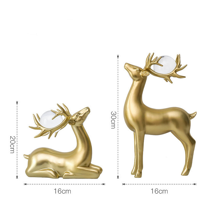 Creative gold and silver resin deer other home decor interior table living room luxury glamour home decoration S/2