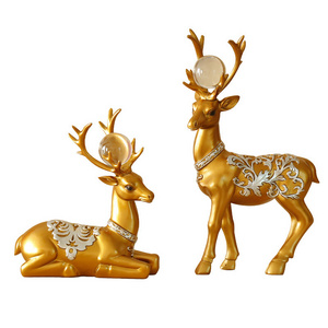 Creative gold and silver resin deer other home decor interior table living room luxury glamour home decoration S/2