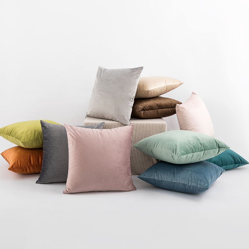 wholesale modern simple plain velvet pillow cover home sofa cushion waist pillow velvet back pillow case