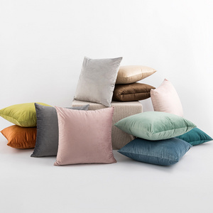 wholesale modern simple plain velvet pillow cover home sofa cushion waist pillow velvet back pillow case