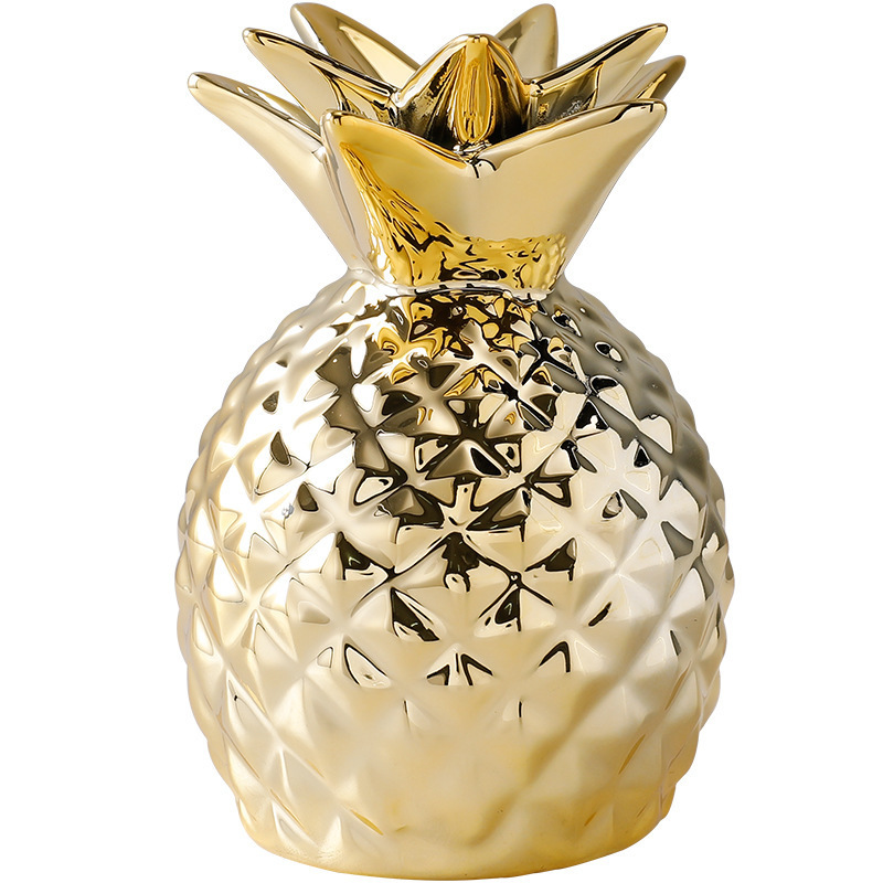 Nordic gold craft pineapple home decoration crafts ceramic piggy bank boxes bedroom art home decor accessories