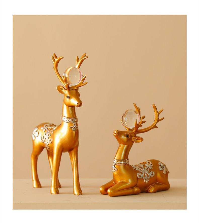 Creative gold and silver resin deer other home decor interior table living room luxury glamour home decoration S/2