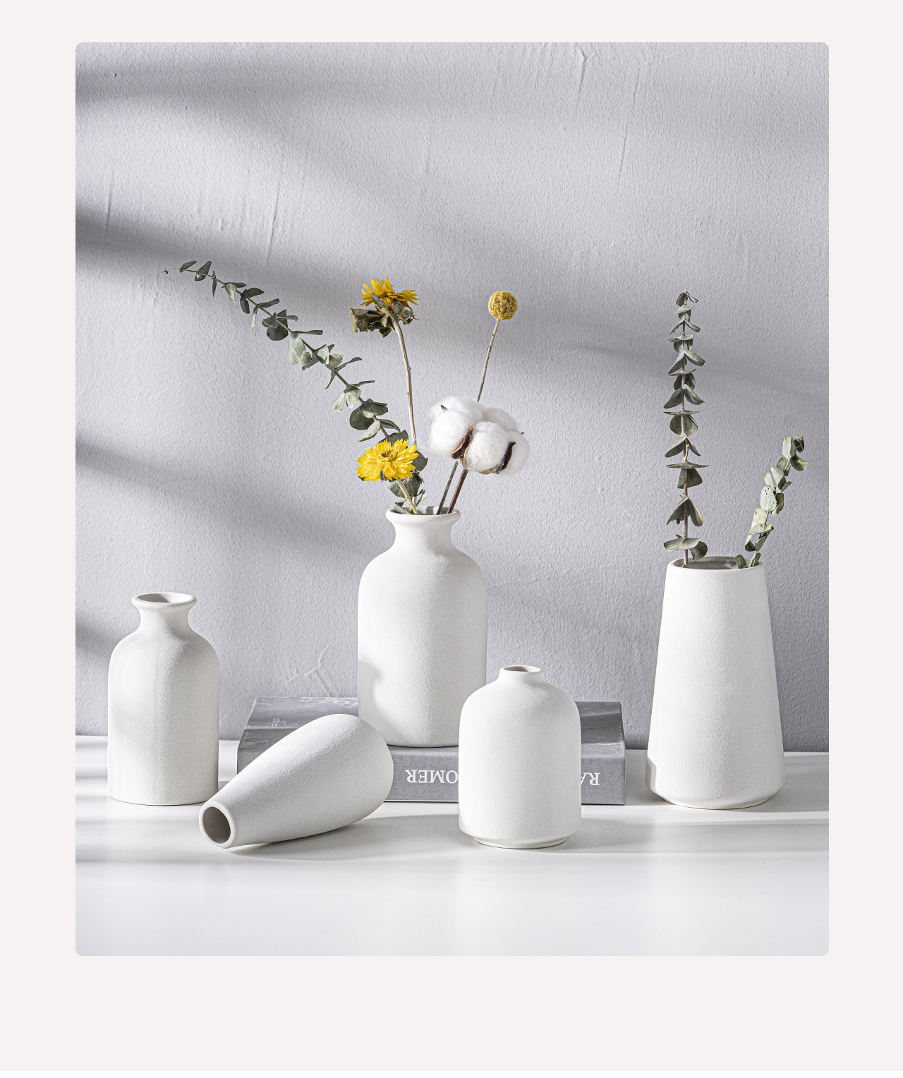 Modern white marble ceramic flowers vase classic home decor vase nordic geometric vase