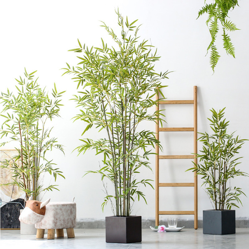 Wholesale plastic bamboo tree artificial bamboo potted green plants manufacture for house indoor and outdoor decoration