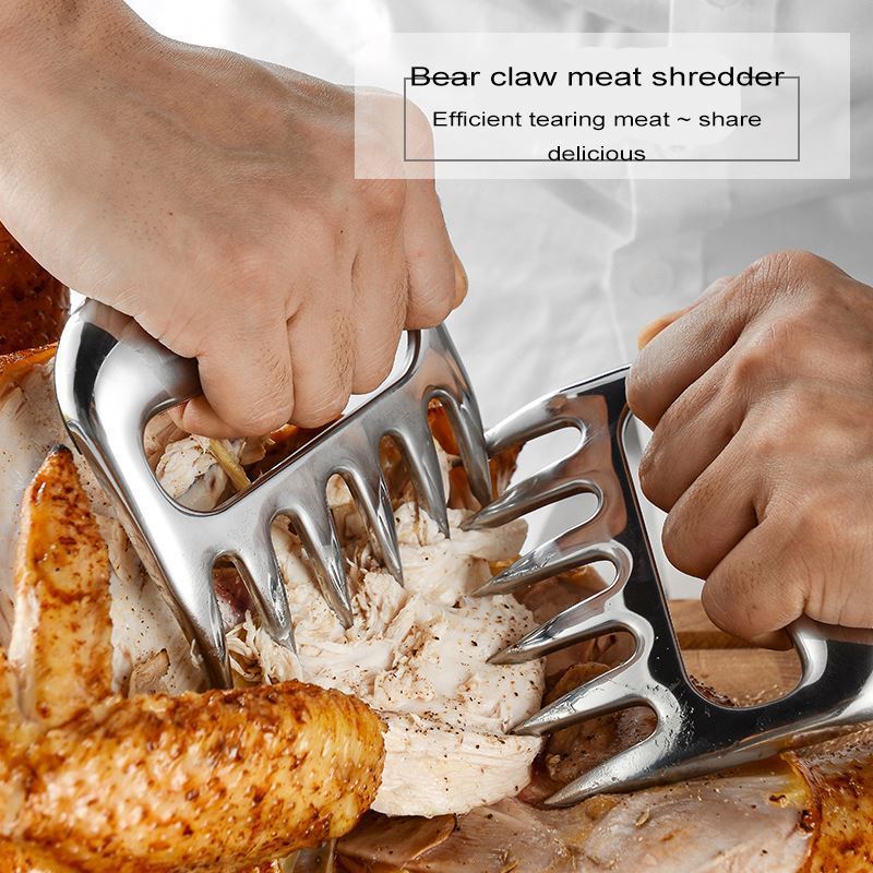 Stainless Steel Bear Claw Separator Deli Meat Slicer Turkey Fork BBQ Meat Tearing Tool 2 Piece