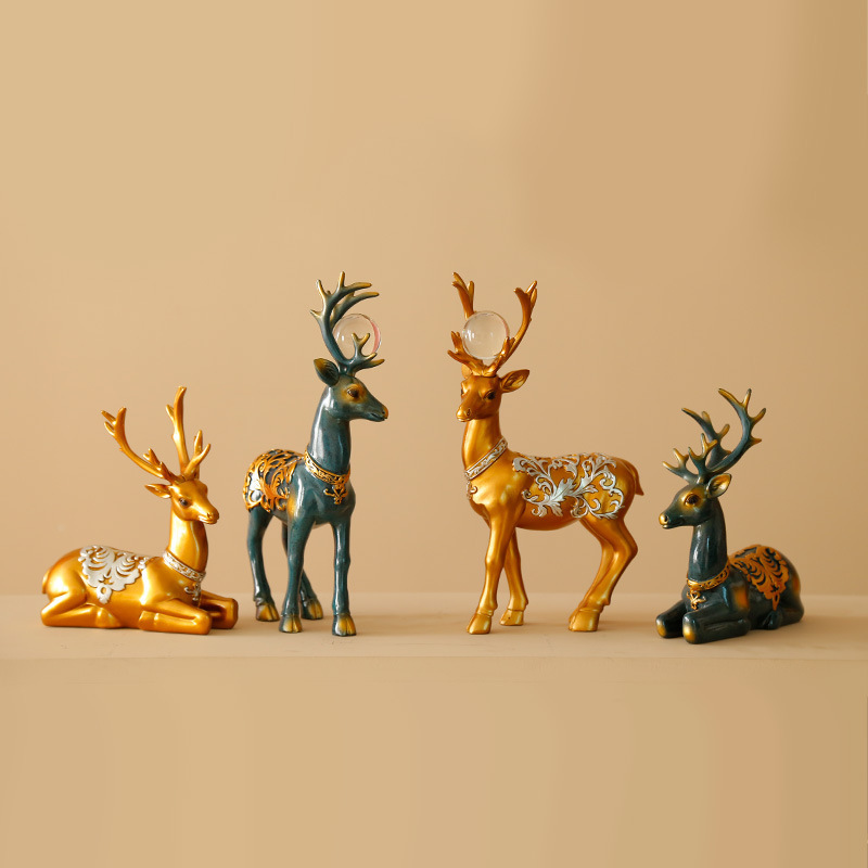 Creative gold and silver resin deer other home decor interior table living room luxury glamour home decoration S/2