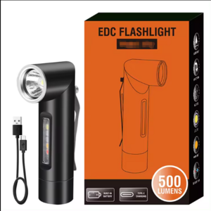 500 Lumens LED Flashlight IP65 Waterproof UV Portable Torch 90 Degree Rechargeable Worklight Tail With Magnet