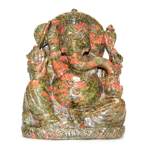 Beautiful Spiritual Unakite Ganesha Carving Gemstone Figurine Statue Piedras Naturales Healing crystal stones