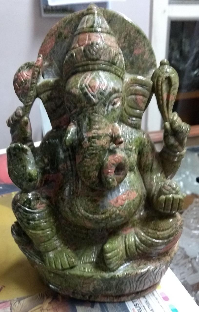 Beautiful Spiritual Unakite Ganesha Carving Gemstone Figurine Statue Piedras Naturales Healing crystal stones