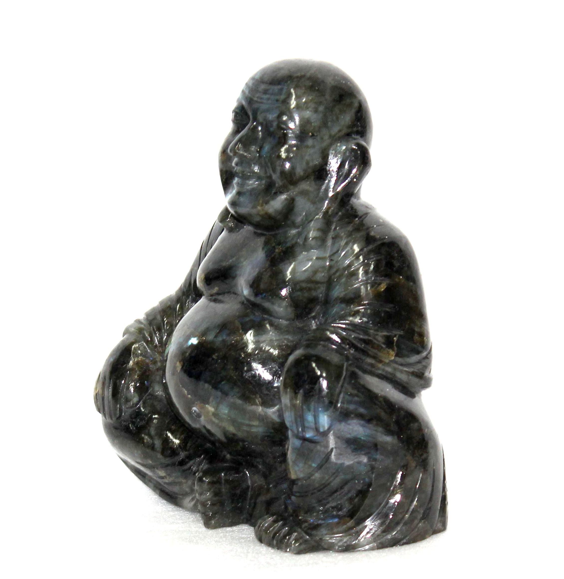 Buy High Grade Handcrafted Natural Labradorite Sculpture Hand-carved Laughing Buddha Statue