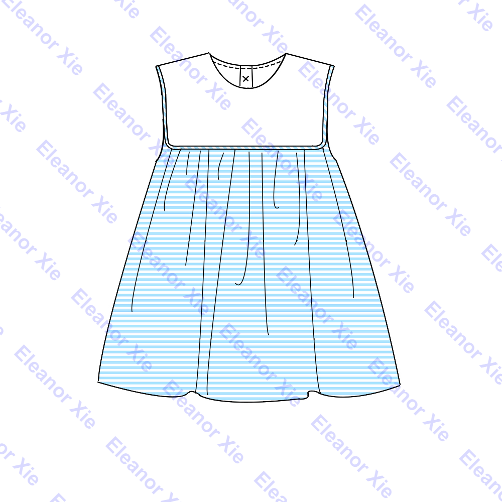 Boutique plain bib cotton kids toddler girls sundress embroidery summer cotton knitted baby dresses