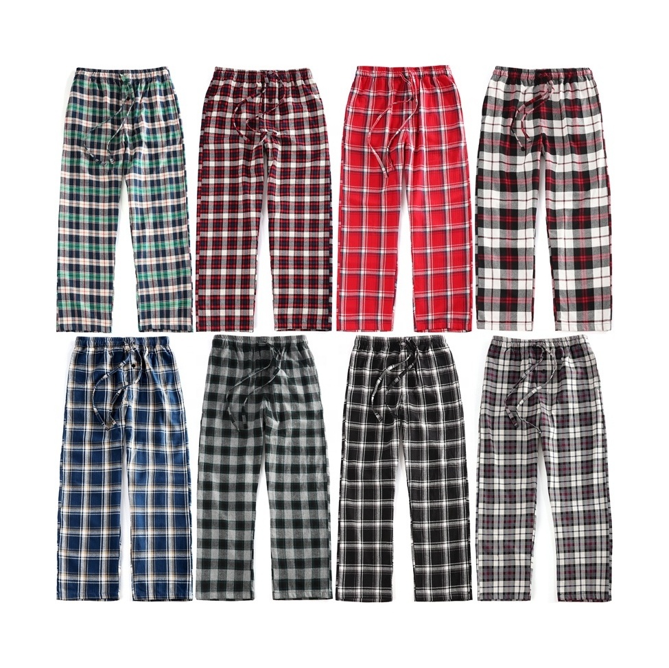 Flannel plaid sleep pants wholesale men's trousers high quality pajamas pants cotton boys pant