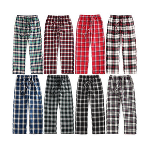 Flannel plaid sleep pants wholesale men's trousers high quality pajamas pants cotton boys pant