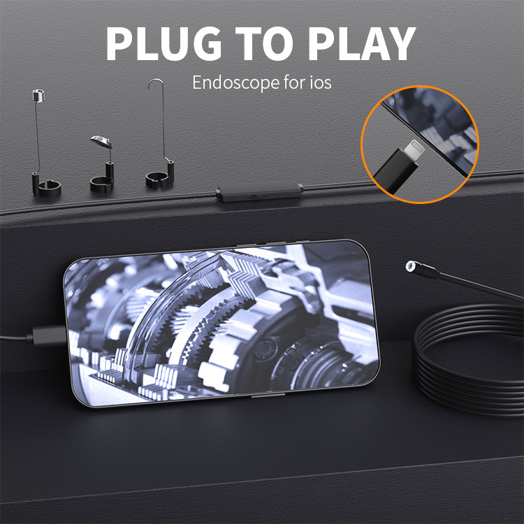 SM8  8mm Engine Inspection Borescope HD 2MP IP67 Waterproof Endoscope Camera Soft Cable 5M for iPhone