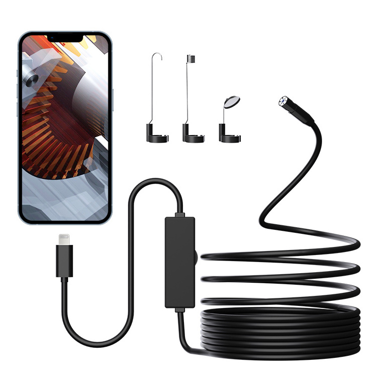 SM8 8mm Industrial Borescope 1080P IP68 Engine  Inspection endoscope Camera Semi-Rigid Cable 1m for iPhone ios