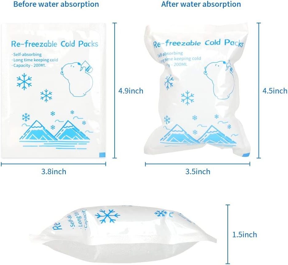 water absorbing tiny disposable food grade bulk freezer baby bottle hydra soft gel ice pack for shipping cooler bag