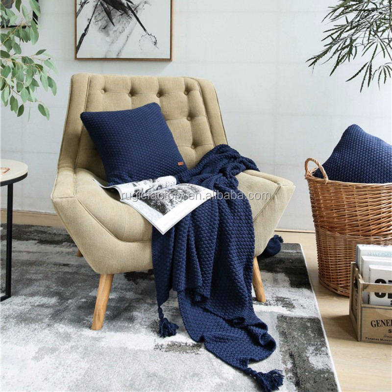 130x170CM Photography Props Blankets Nordic European Modern Sofa Bed Throw Knit Blanket Fringe Tassel Cotton Knit Blanket