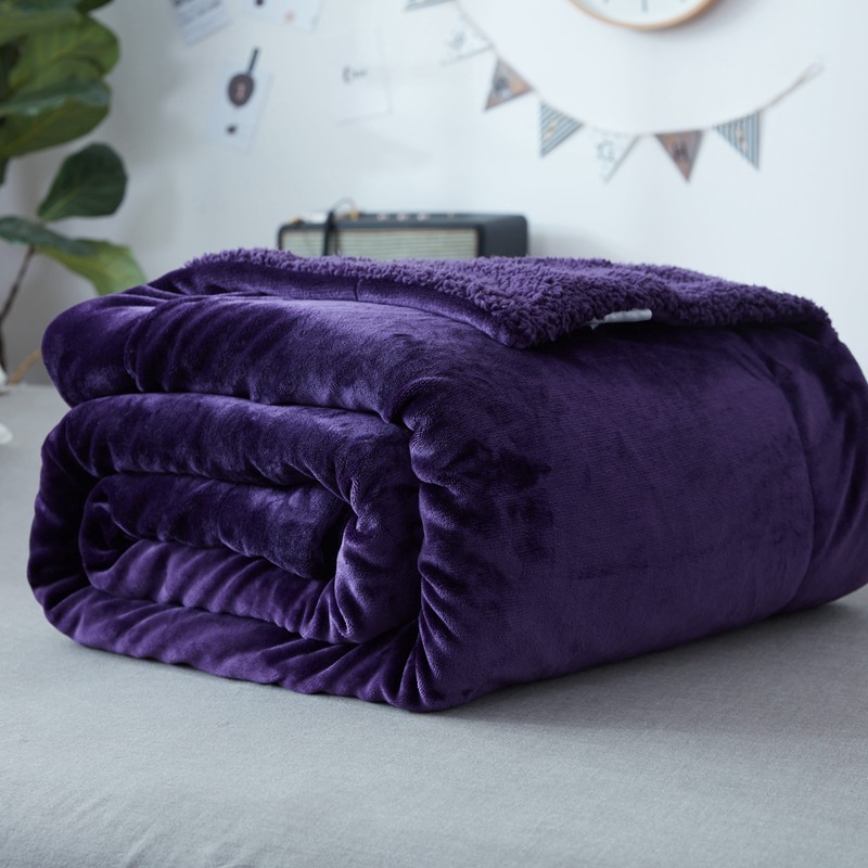 Multiple Size Purple Home Luxury Hot Sale Flannel Fleece Double Layers Bed Cover Throw Lafite Sherpa Fluffy Fleece Baby Blanket