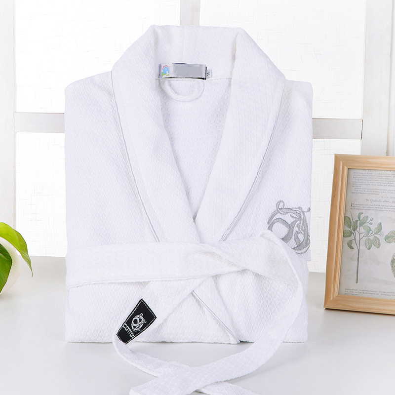 Night Dress for Men Hilton Hotel Luxury Hotel Waffle Terry Cotton Bathrobe