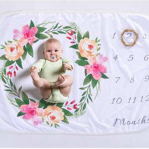 30x40" Personalized Printed Baby Shower Swaddle Baby Fluffy Smooth Fleece Monthly Baby Milestone Blanket