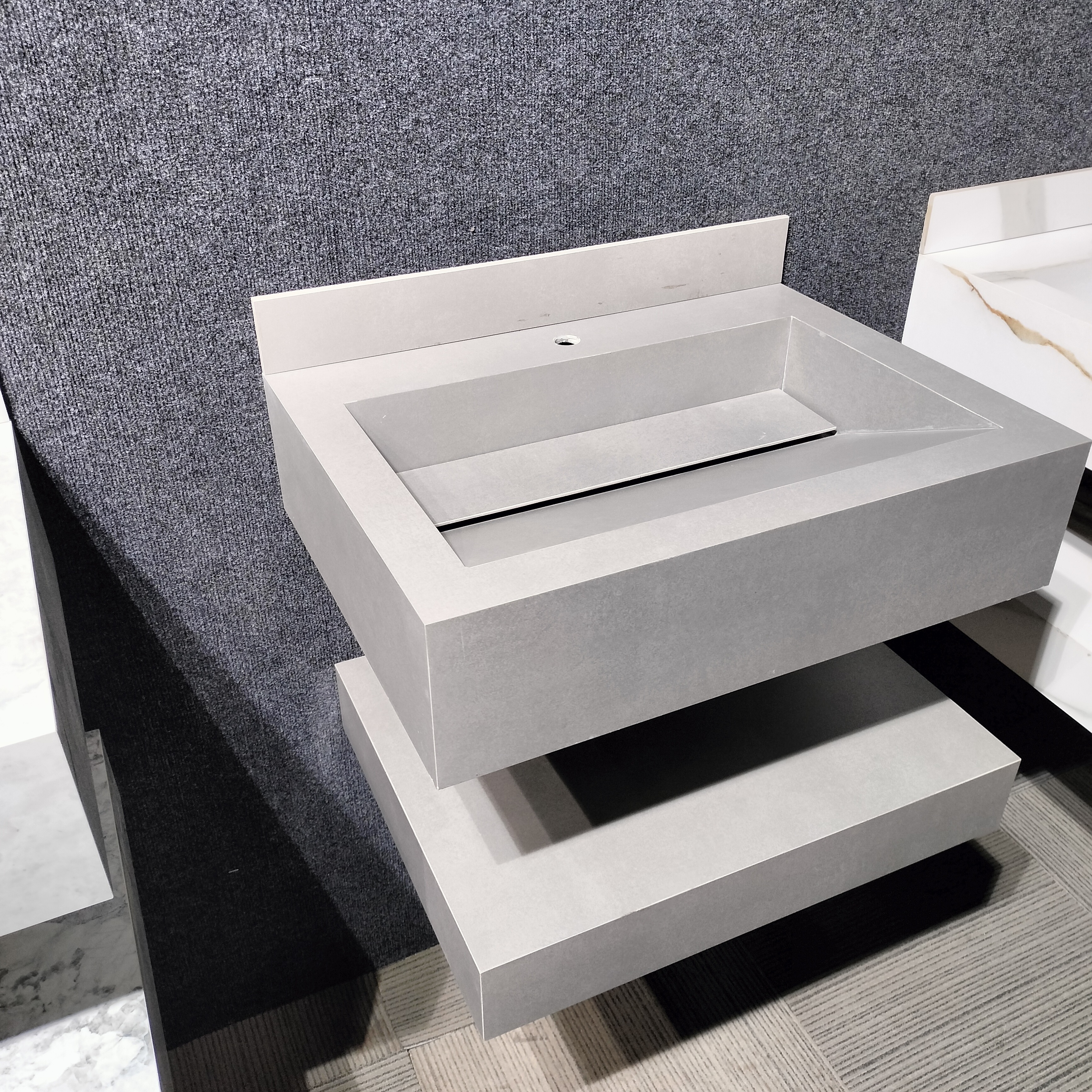 porcelain Artificial Stone Resin Basins Solid Surface  Bathroom Wall Mounted Wash Basin