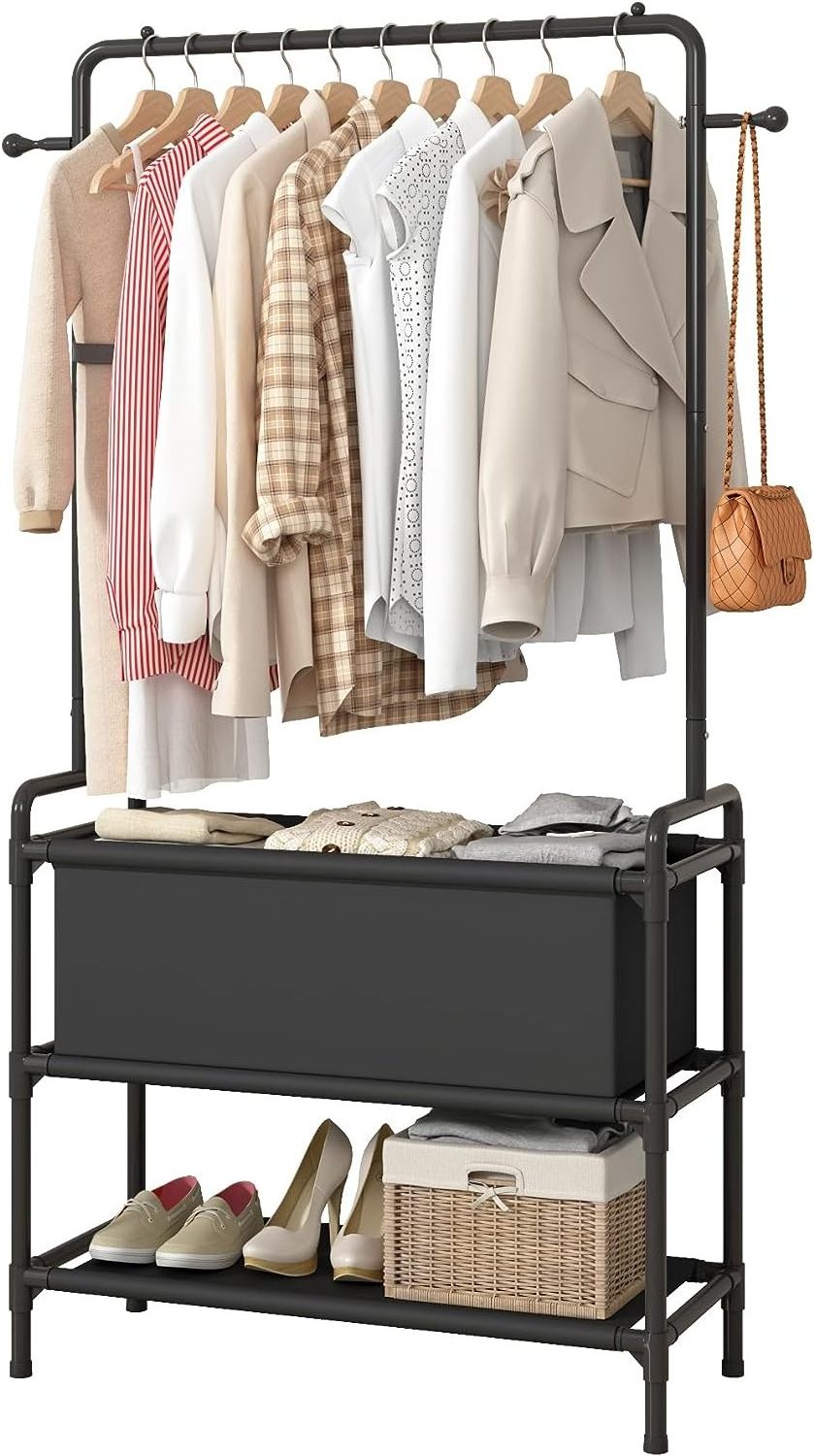 Clothing Rack with Storage Bag Non-woven Shelves for Shoes Multi-Functional Garment Rack for Living Room Furniture