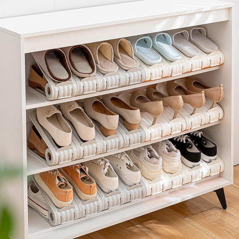 adjustable double deck shoe slot space saving storage organizer stack shoe rack holder