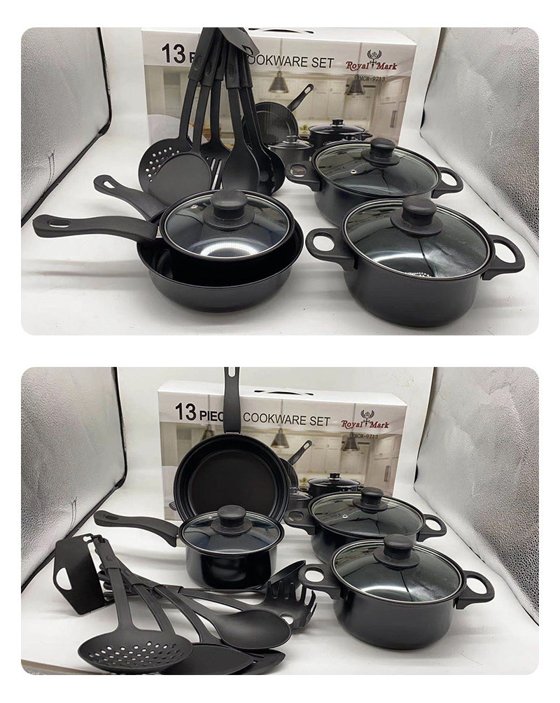 Hot Wholesale Cookware 13 Piece Set Nonstick Cookware Stock Pot Stew Pan Frying Pan Multi-piece Kitchen Cookware Set