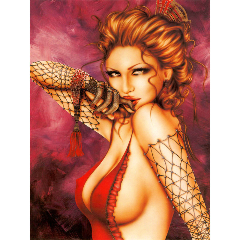 Promotional Custom For Home Decor Nude Picture Red Diamond Embroidery Mosaic Private Huacan Diamond Painting Portrait Sexy Woman