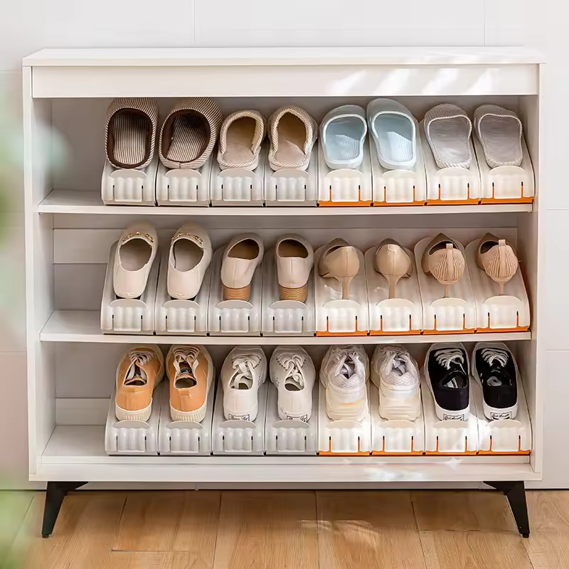 adjustable double deck shoe slot space saving storage organizer stack shoe rack holder