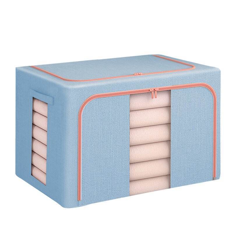 Dust-Proof Folding Fabric Storage Box Steel Frame Customized LOGO Fabric Storage Box Moisture-Proof Clothing Bins Stackable