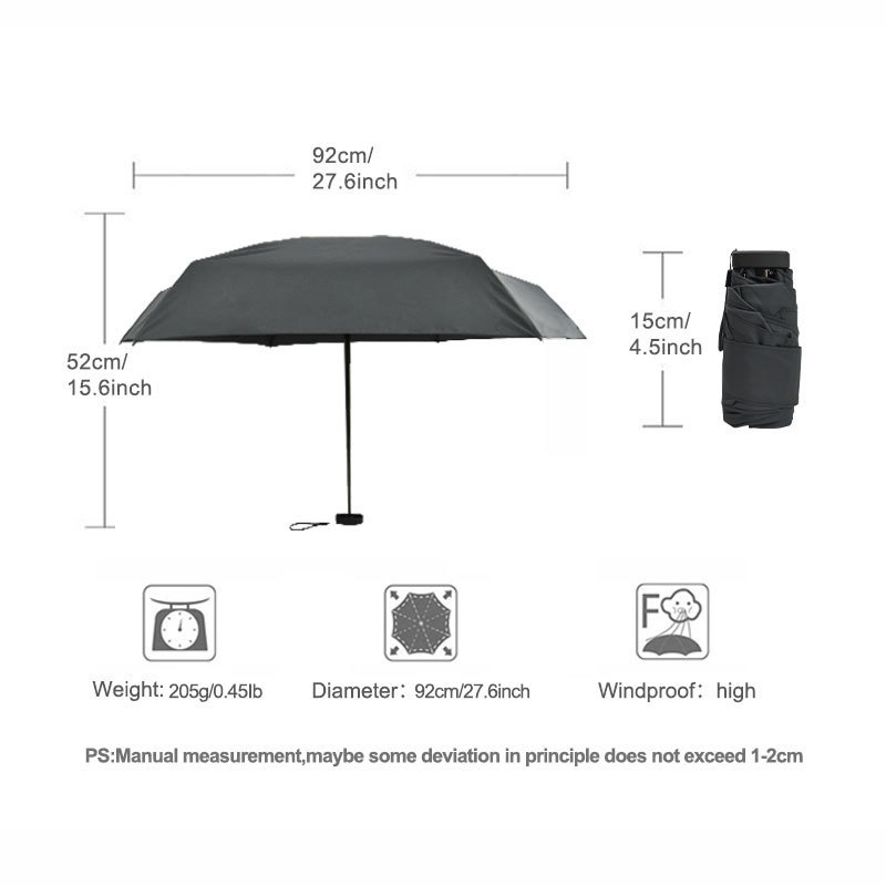 New Style Lower Price Compact Strong Umbrella Smallest Quality Umbrella Pocket Size 6 Folding Umbrella