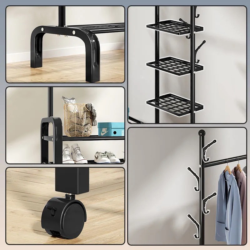 The new clothes rack floor simple clothes drying rod folding balcony drying clothes rack