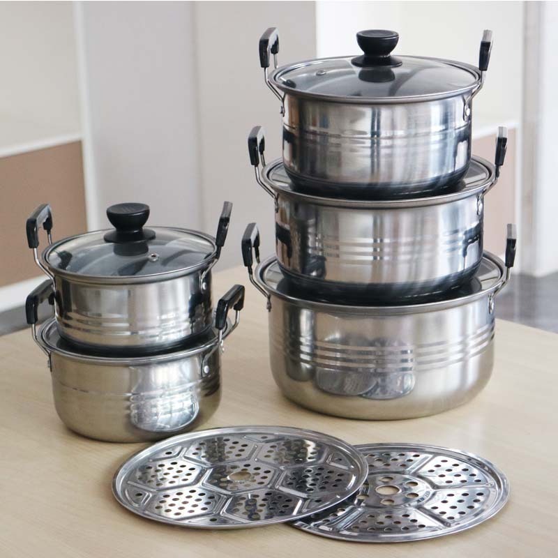 Stainless steel suit pan American high soup pot has 10 woolly household pot induction cooker wholesale gas type general saucepan