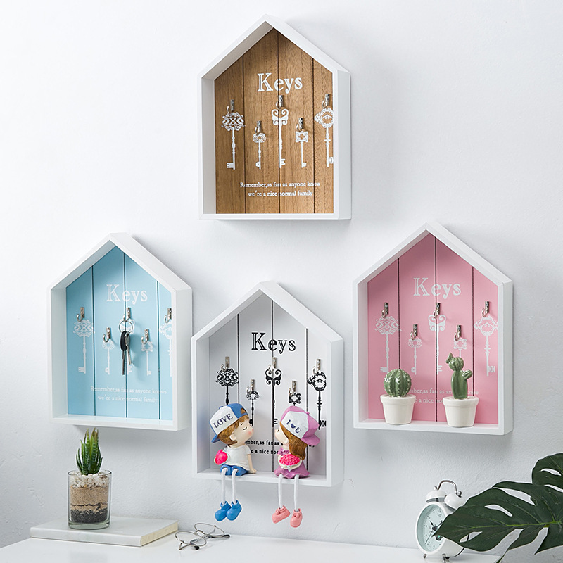 Cute Wooden Hanging Wall Decorative Box Key Holder For Wall