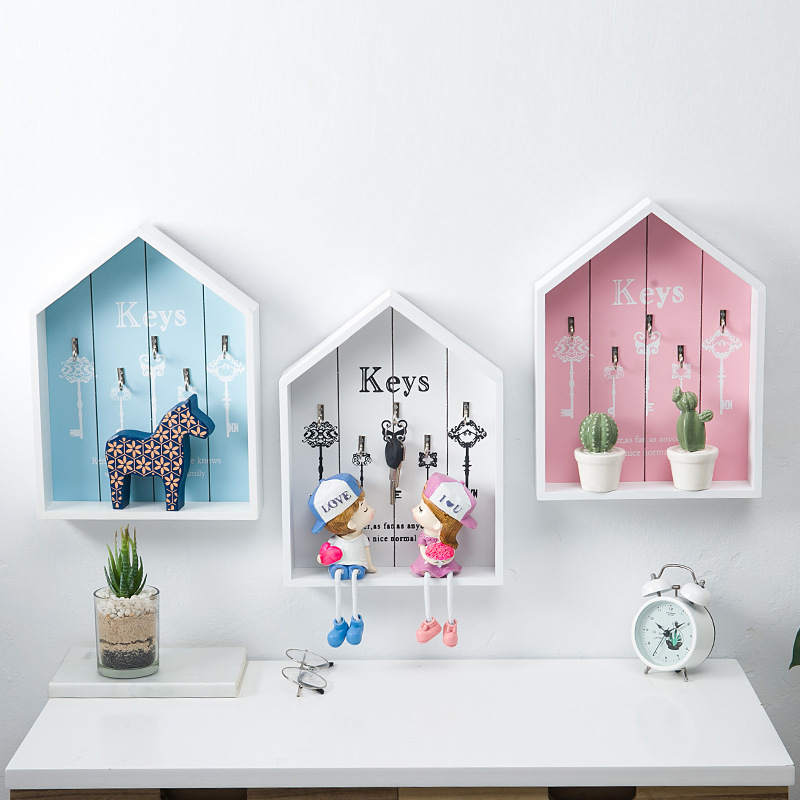 Cute Wooden Hanging Wall Decorative Box Key Holder For Wall