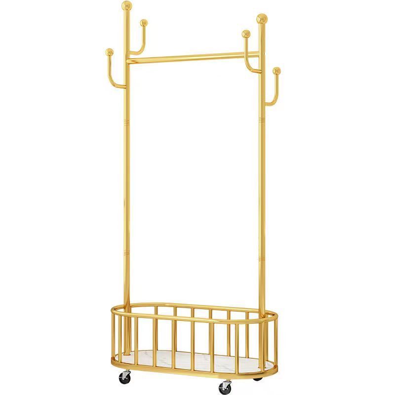 MU New style storage rack Coat Rack Floor Gold Metal Room Tree Stand Home Storage Organization Clothes Coat Rack With Wheel