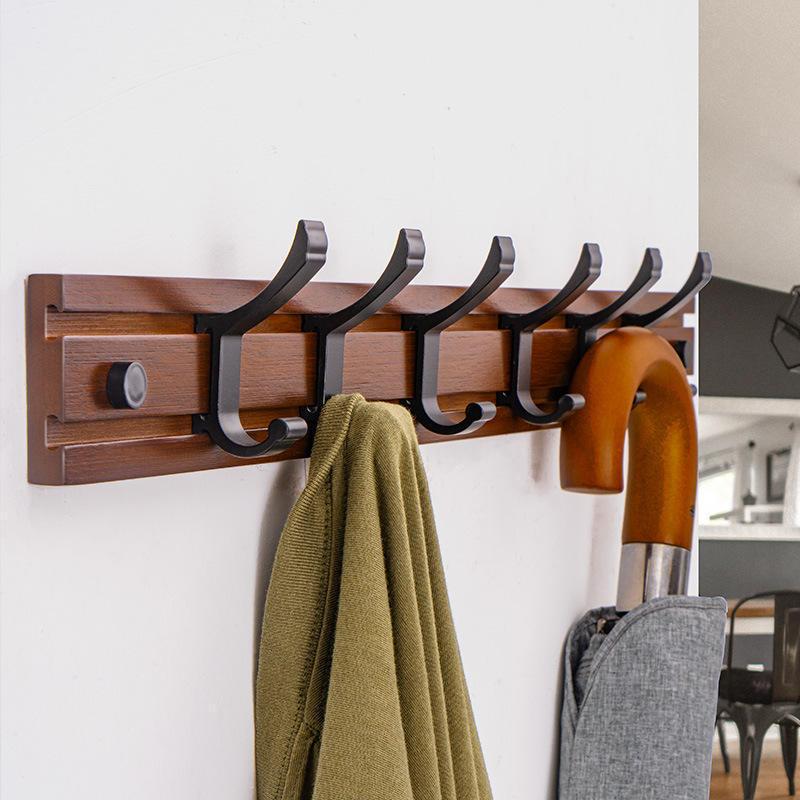 2Pcs Coat Rack Clothes Hanger Hooks Living Room Closet Wooden Hat Racks Coat Hanger Wall Hook