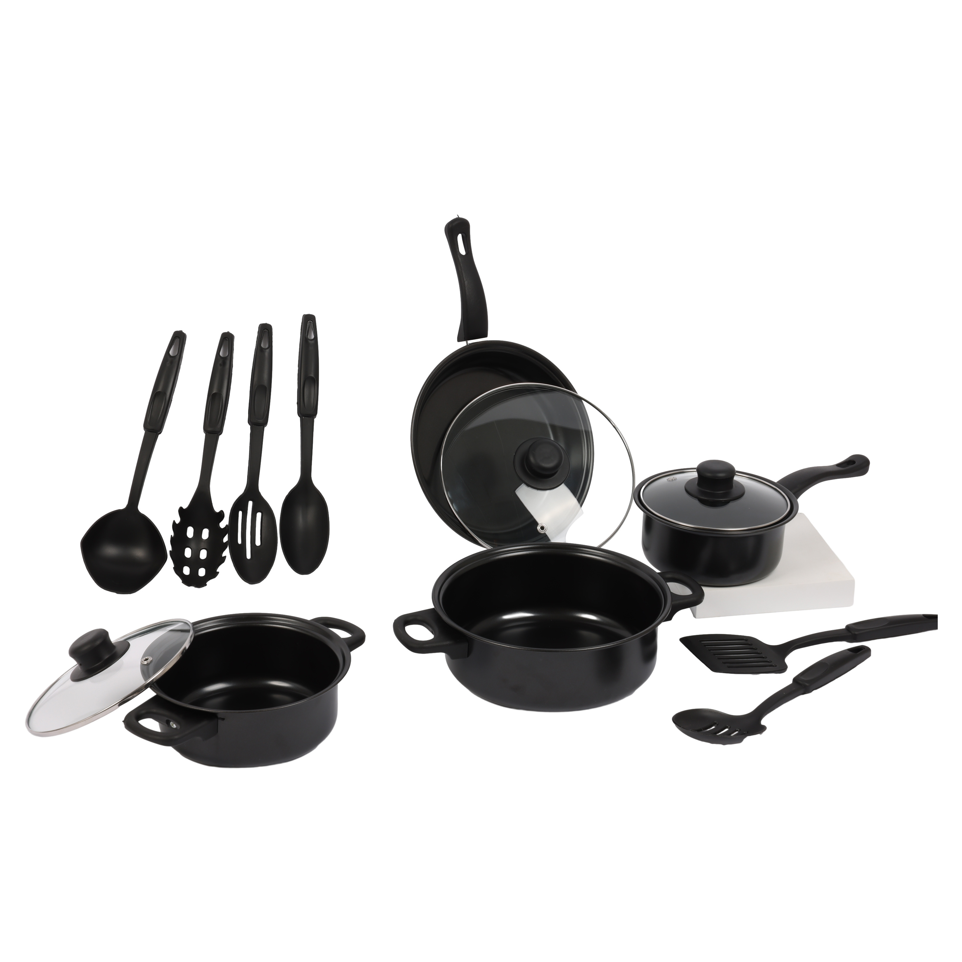 13 pcs set Cooking Cookware With Nonstick Fry Pan And Kitchen Utensils Stainless Steel Cookware Set