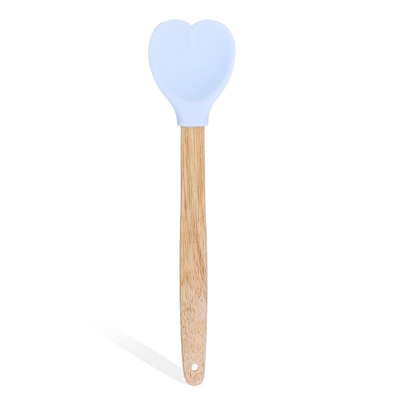 Silicon Brush 3 Pcs Baking For Cooking Handle Thin Kitchen Mini Striped Heart Shape Silicone Spatula With Design