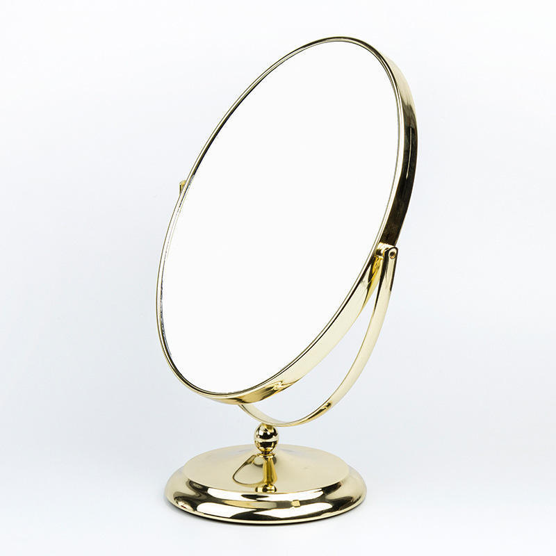 New swing table mirror Luxury Decorative Marble Base Rose Gold Table Top Cosmetic Round Makeup Mirror