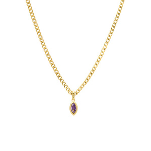 Fashion Jewelry 18K Gold Plated Purple Clear Zircon Eye Pendant Choker Necklace Stainless Steel Jewelry Wholesale