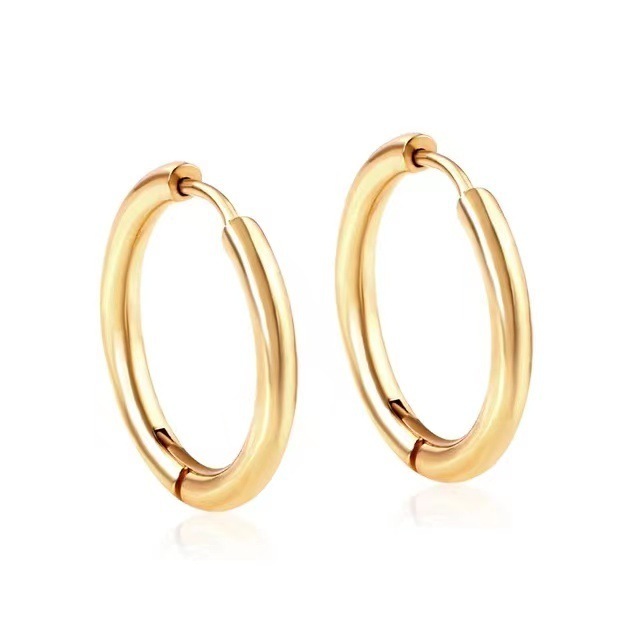 Earrings Jewelry Stainless Steel 18k Gold Plated Round Shape Jewelry Hoop Earrings for Ladies