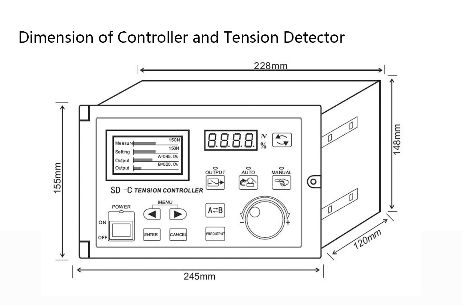 SHENGDA SD-C Automatic Tension Control System Magnetic Powder Brake Clutch Controller Auto Tension Controller